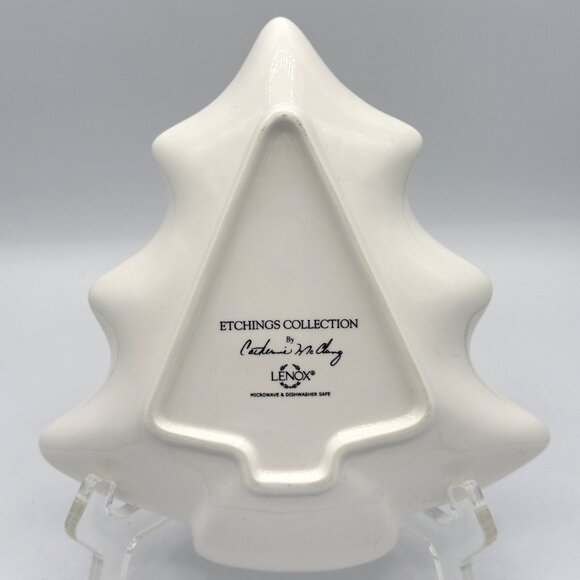 Lenox Tree Shaped Dish Etchings Collection Catherine  Christmas 7.5" - Picture 2 of 7